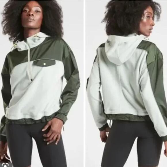ATHLETA Zion Microfleece Half Zip Pullover Jacket Opal Green Sz L $108 {NN14} - Picture 3 of 6